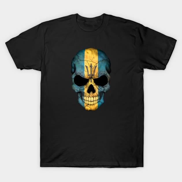 Barbados Flag Skull T-Shirt by jeffbartels